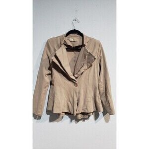 Women's Hybrid Beige Double Notch Lapel Suit Jacket Size XL